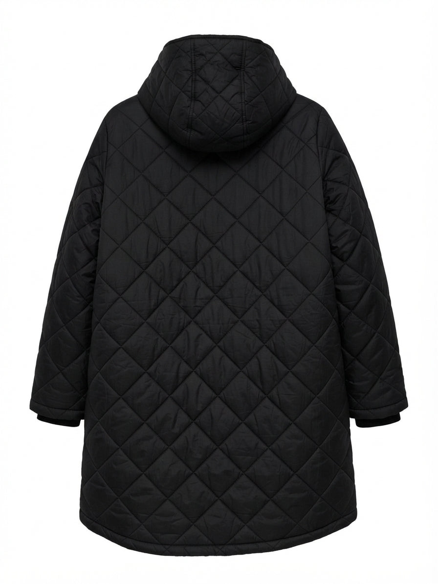Weatherproof · Long Jacket Hooded Quilted Puffer · XLarge · Black