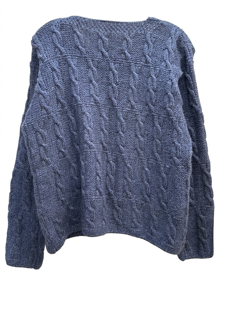 Blarney · Button Up Cable Knit Cardigan · Small · Denim