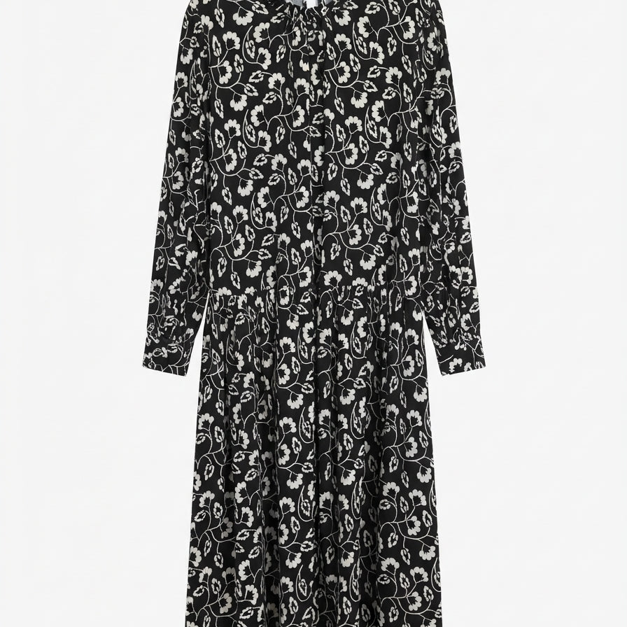 Boden · Longsleeve Dress · 20 · BlackWhite Floral