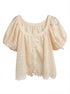 Anthropologie · Blue Tassel Lace Overlay Top · XLarge · Cream