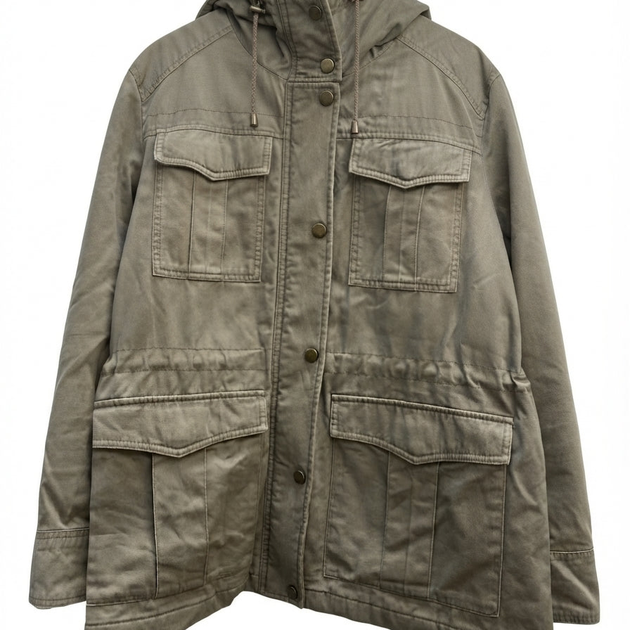 LuckyBrand · Utility Hooded Cinched Waist · XLarge · Mocha