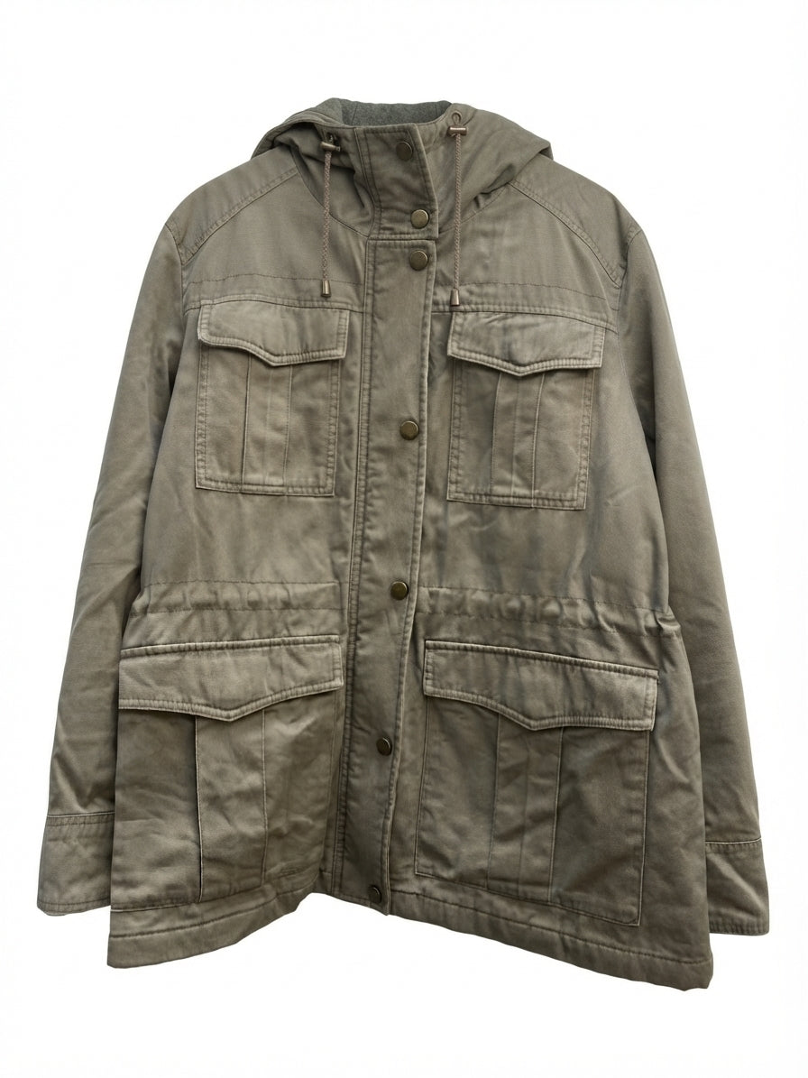 LuckyBrand · Utility Hooded Cinched Waist · XLarge · Mocha