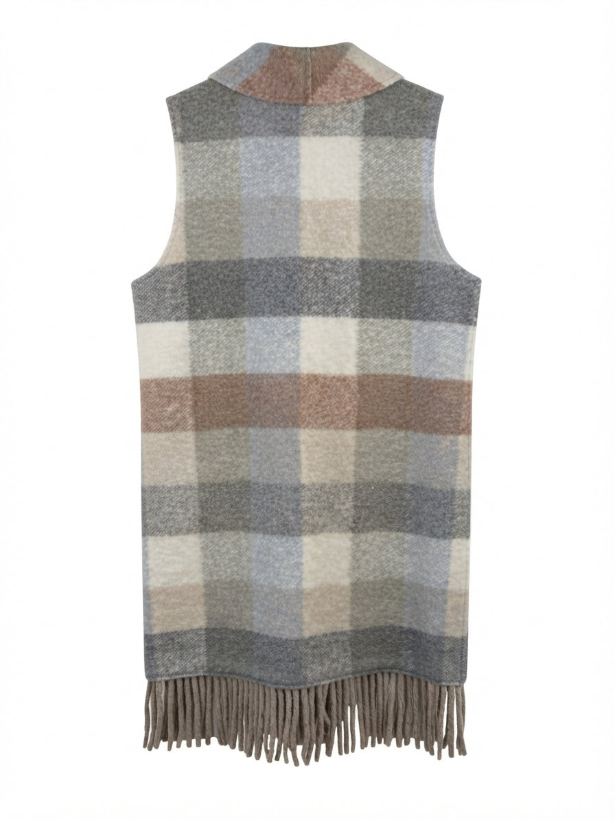 Tribal · Vest · Small · Forest Gray Plaid