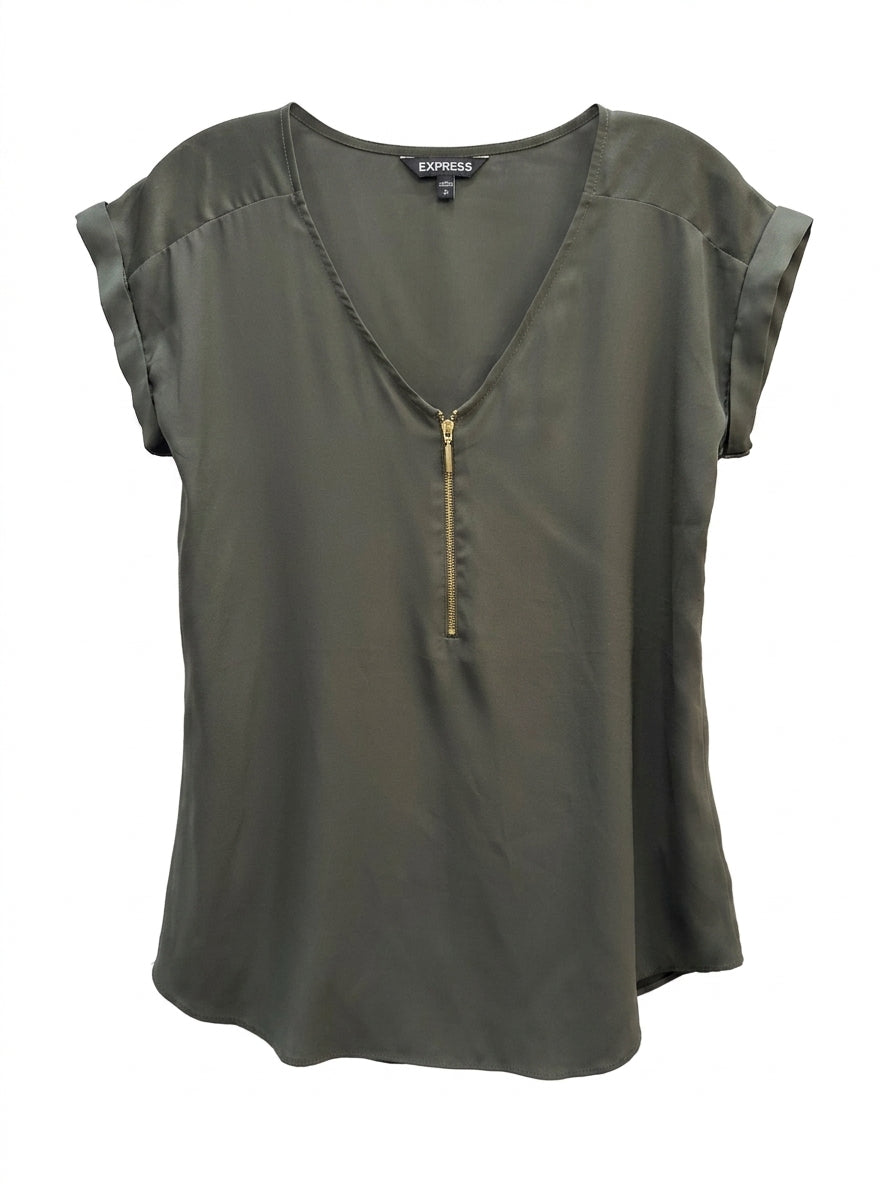 Express · Cap Sleeve Top · Small · Olive