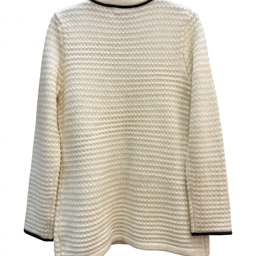 Boston Proper · Zip Up Cardigan · Medium · CreamBlk