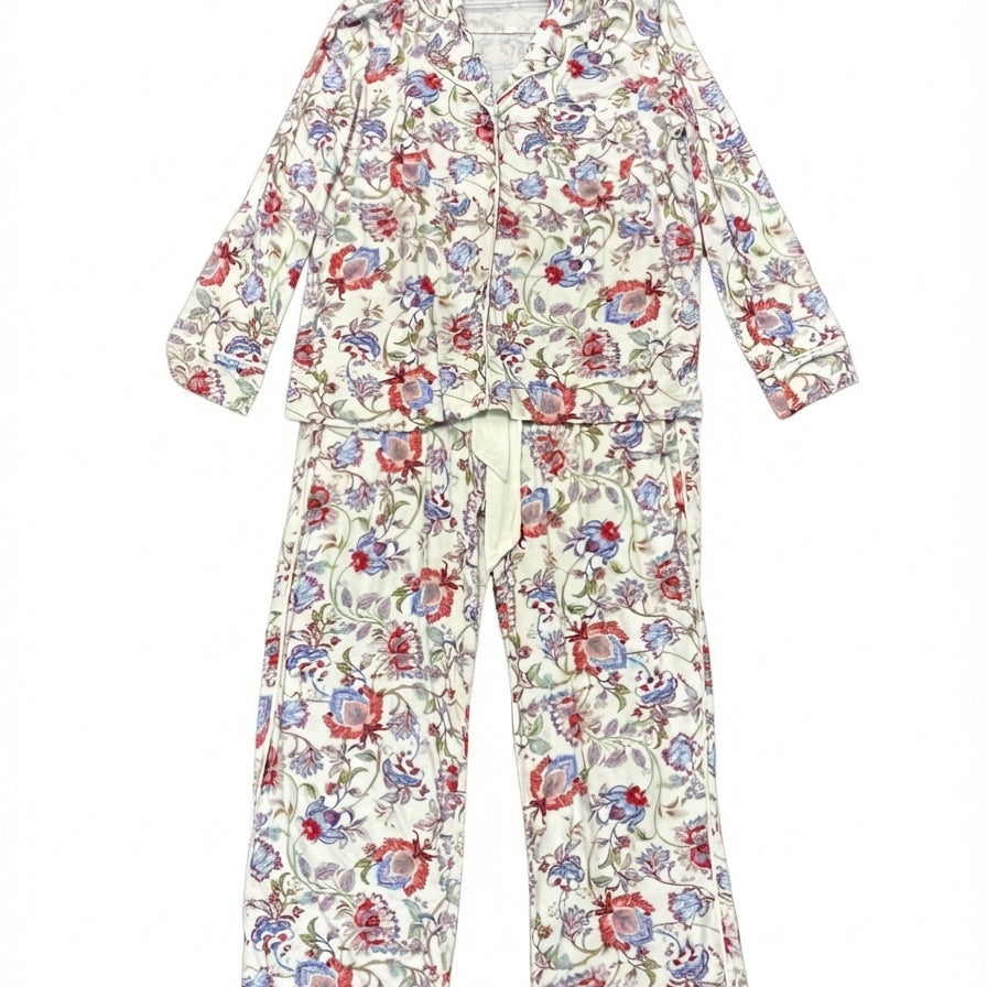 Tribal · CreamFloral Floral Print Good Night Sleep Mask w/PJ Pant Set · Large · Cream Floral Print