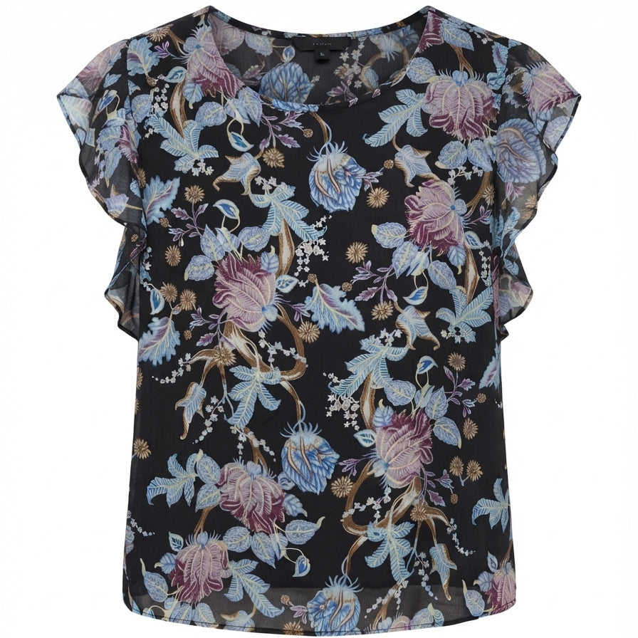 Vince Camuto · Flutter Sleeve Top · 2X · BluePurp+ Sheer