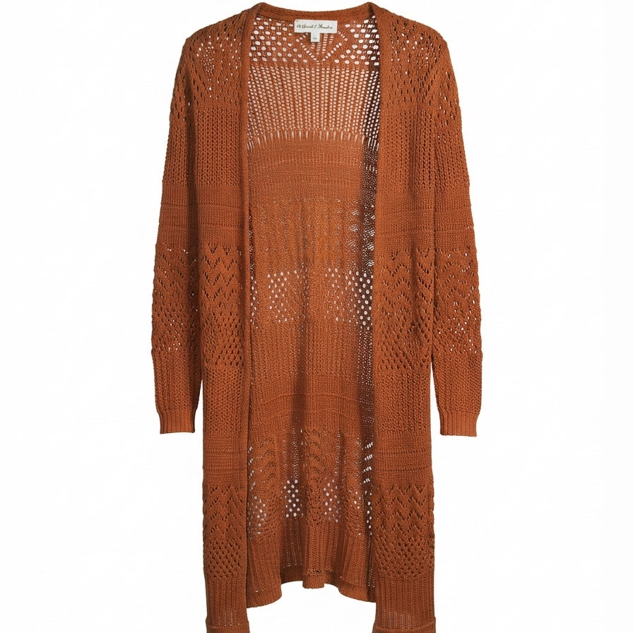 Chelsea & Theodore · Open Drape Cardigan · Medium · Pumpkin