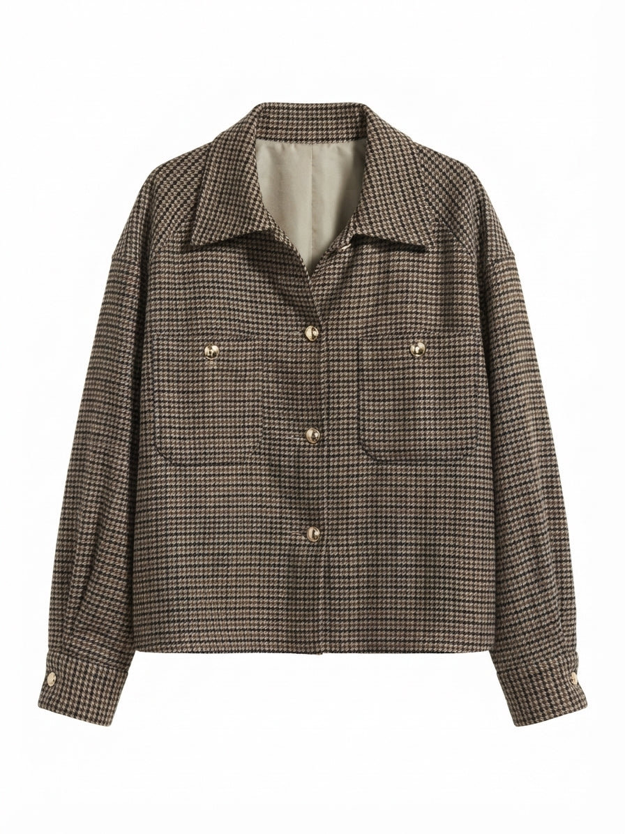 H&M · Jacket · XLarge · Beige/Brown Houndstooth