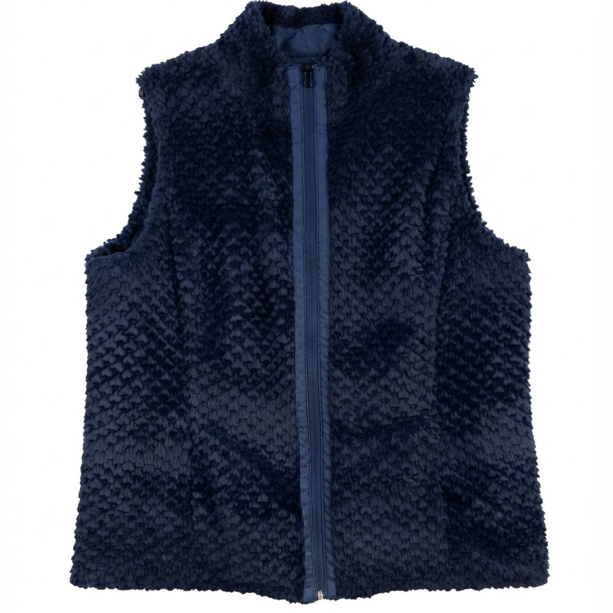D&Co · Reversible Faux Fur & Quilted Vest · XLarge · Navy