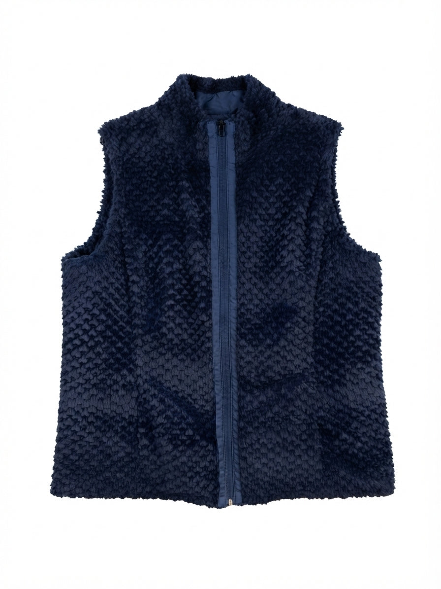 D&Co · Reversible Faux Fur & Quilted Vest · XLarge · Navy
