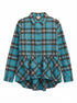 Sundance · Plaid Peplum Top · Medium · BlueBrown