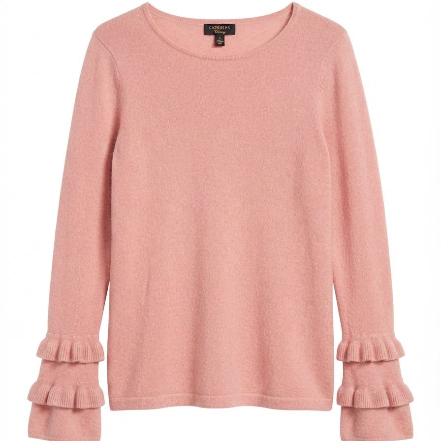 Charter Club · Cashmere Dusty Rose Ruffle Detail · Large · Dusty Rose