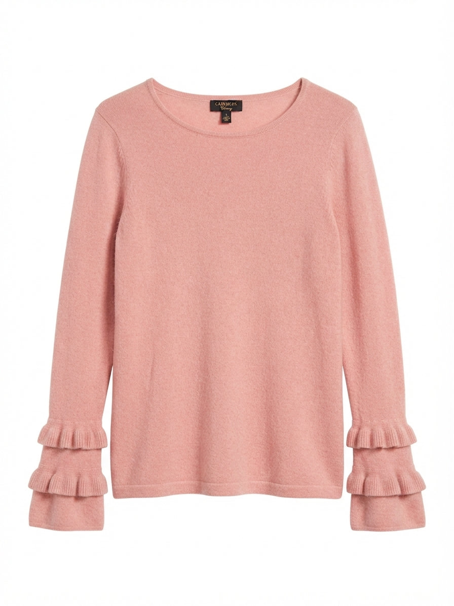 Charter Club · Cashmere Dusty Rose Ruffle Detail · Large · Dusty Rose