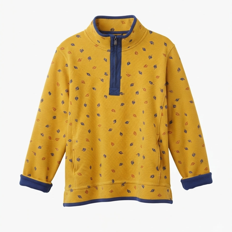 ColdwaterCreek · Falling Leaves Print Pullover · XLarge · DijonBlue
