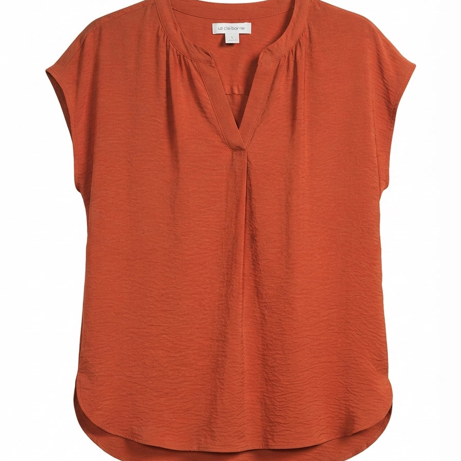 Liz Claiborne · Spice Split Neck Style · Large · Rust