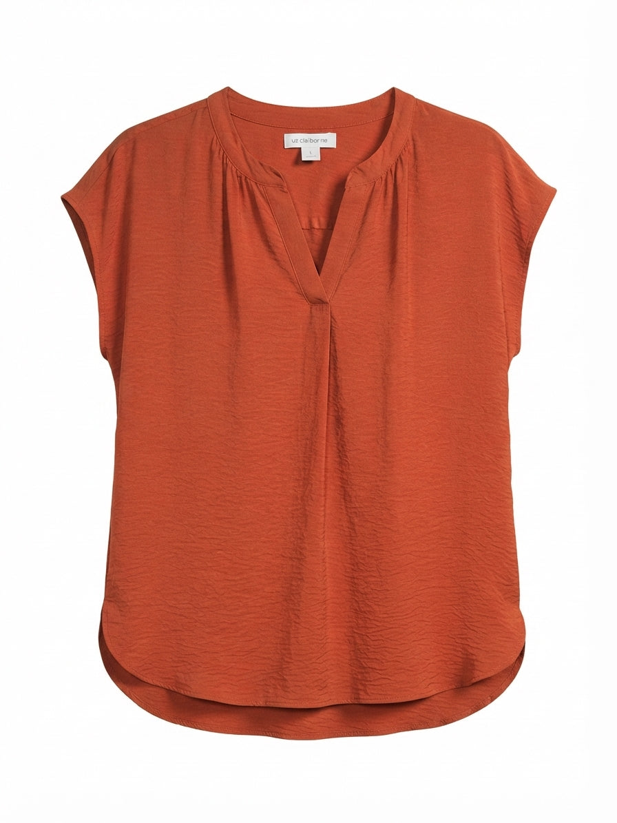 Liz Claiborne · Spice Split Neck Style · Large · Rust