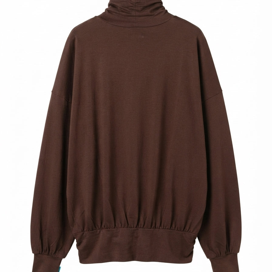 Garnet Hill · Cowl Neck Top with Elastic Banded Hem · XSmall · Chocolate