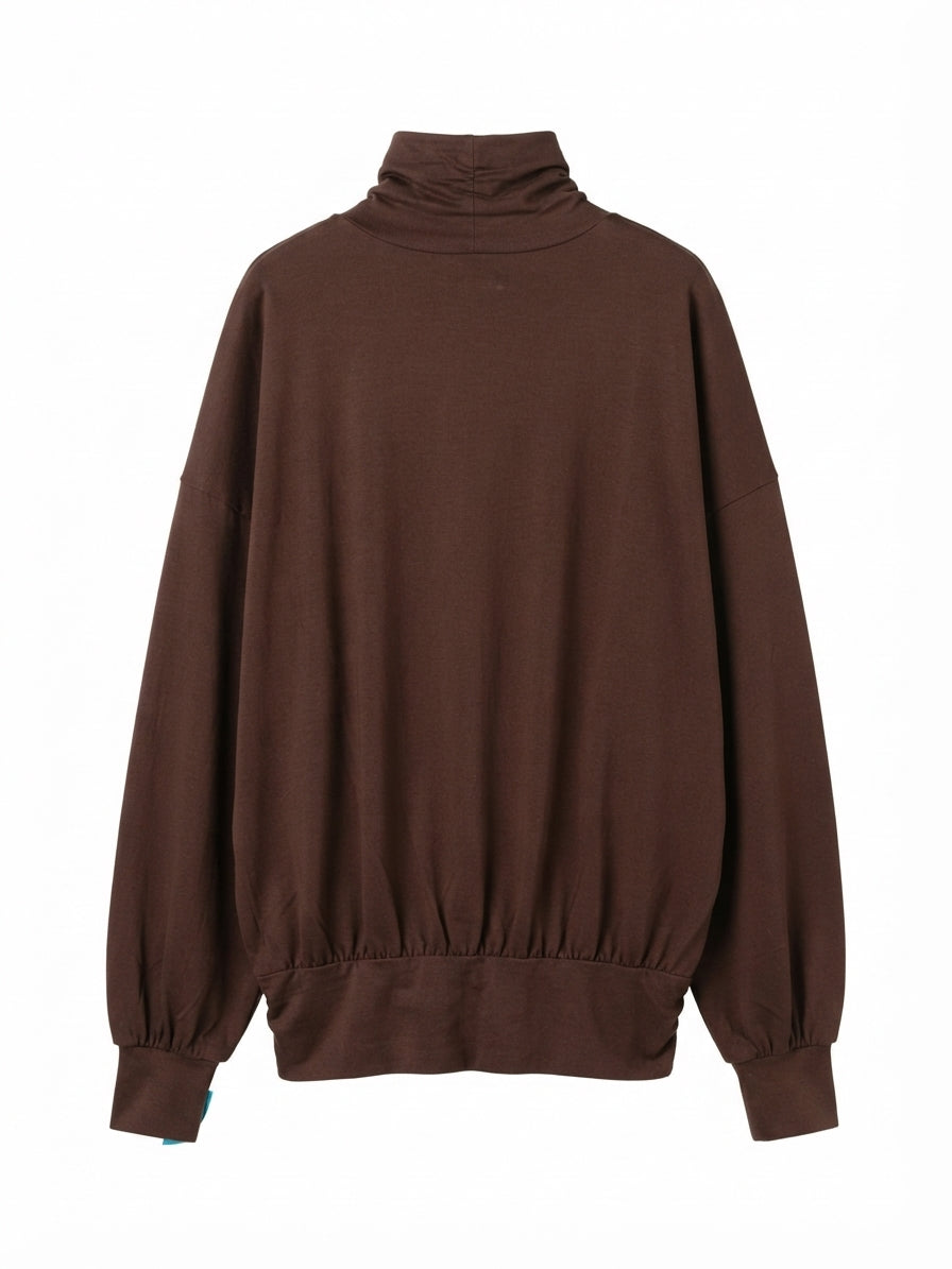 Garnet Hill · Cowl Neck Top with Elastic Banded Hem · XSmall · Chocolate