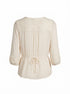 EAM · Lace Overlay 3/4 Sleeve Blouse · M · Ecru