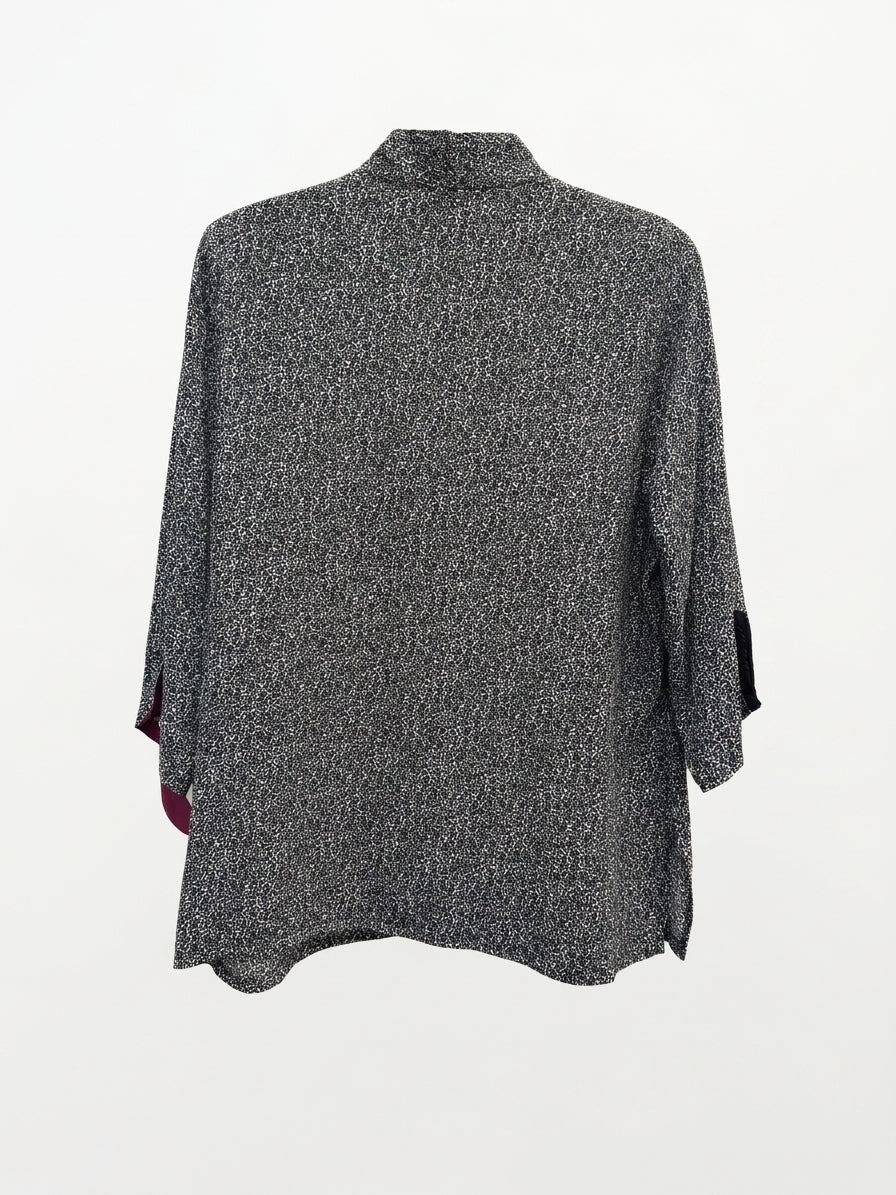 Pink Wheels · 3/4 Sleeve Fashion Top · Small · Blk/White