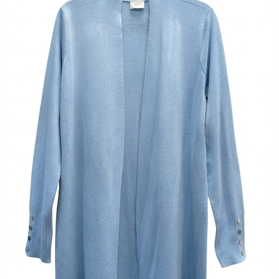 Cyrus · Open Drape Cardigan Button Detail · Large · BabyBlue