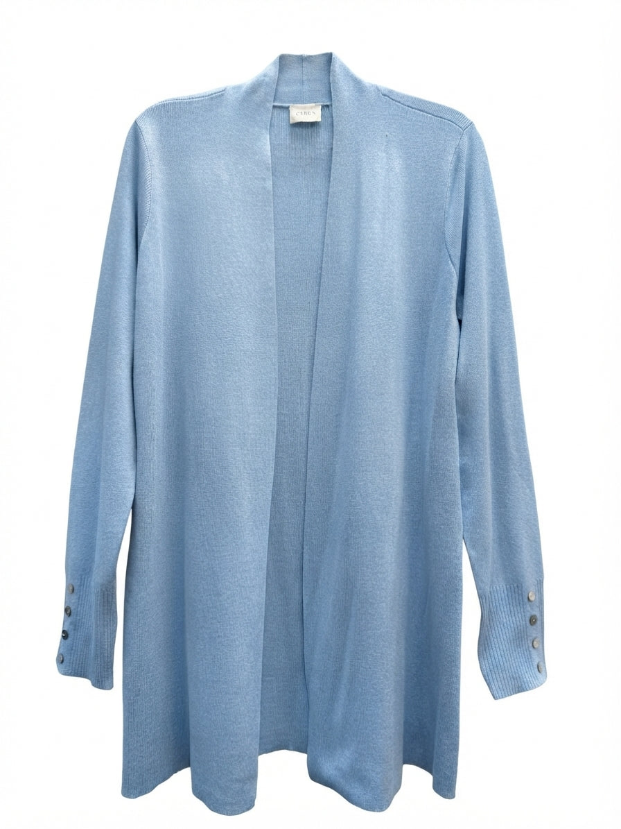 Cyrus · Open Drape Cardigan Button Detail · Large · BabyBlue