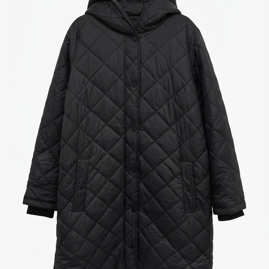 Weatherproof · Long Jacket Hooded Quilted Puffer · XLarge · Black