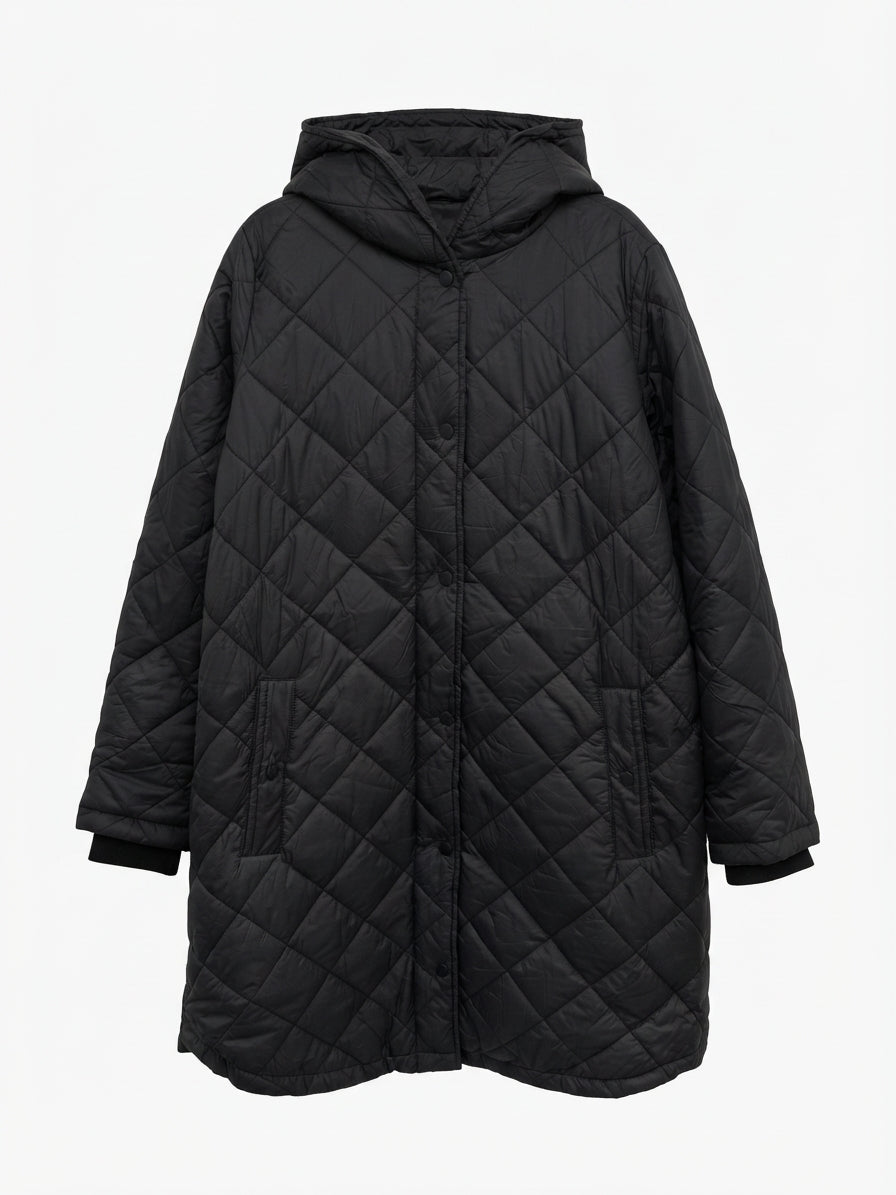 Weatherproof · Long Jacket Hooded Quilted Puffer · XLarge · Black