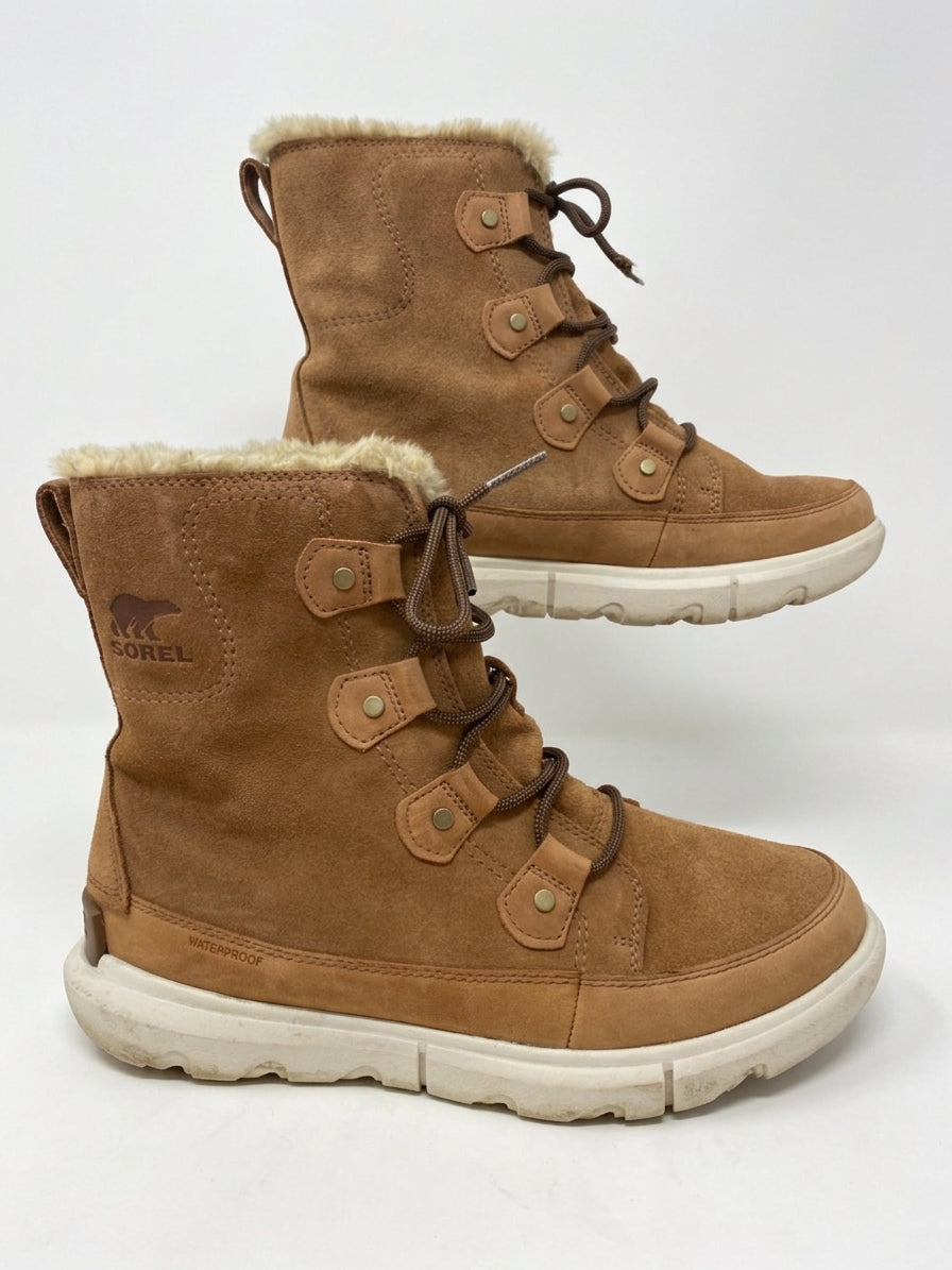 Sorel · Explorer II Joan Waterproof Boots · 9.5 · TanWhite