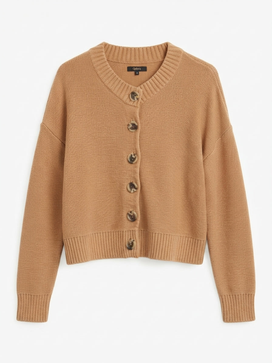 Quince · Button Up Cardigan · Medium · Cognac