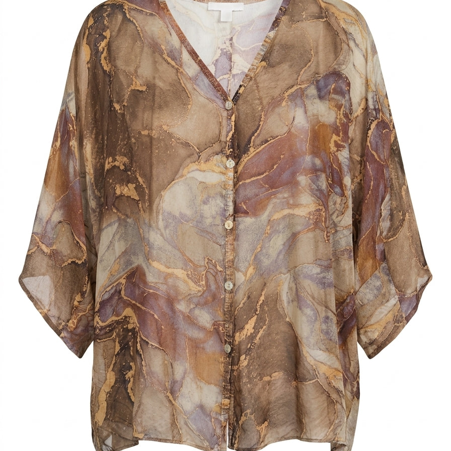 Gigi Moda · Sheer Marble Swirl Detail · 2X · BrownBeige