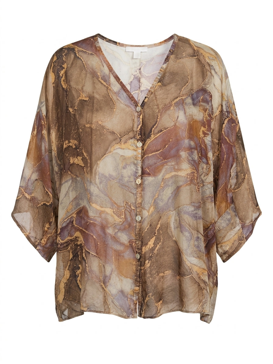 Gigi Moda · Sheer Marble Swirl Detail · 2X · BrownBeige