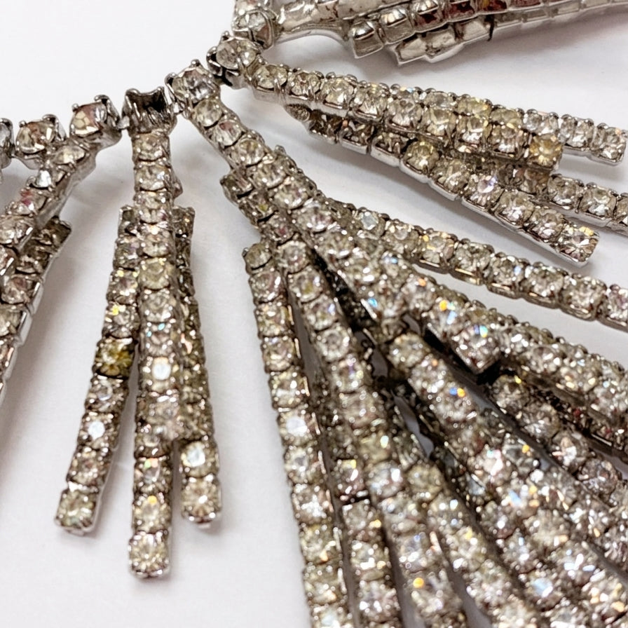 Vintage Rhinestone Necklace · Cascading Rhinestone Necklace · 16 · Silvertone