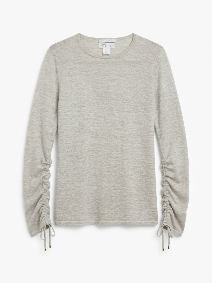 Nordstrom Signature · Cashmere Ruched Detail Top · Large · Light Gray